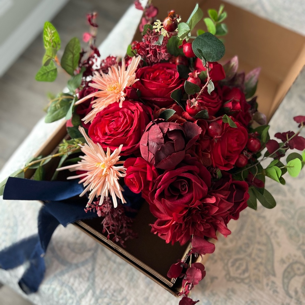 Red and Navy Bridal Bouquet
